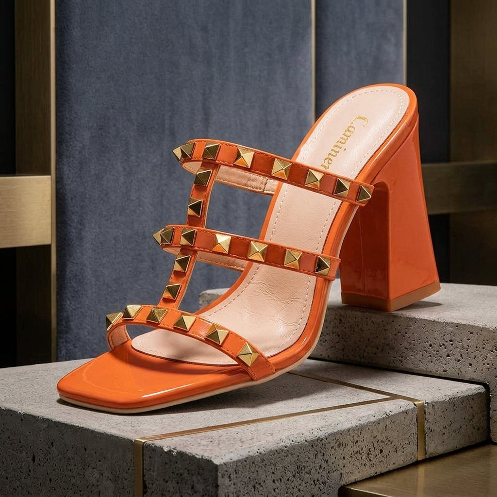 MARCELLA ASTER BLOCK HEELS - orange