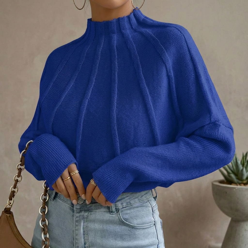 SOLIRA MOCK-NECK SWEATER - Blue