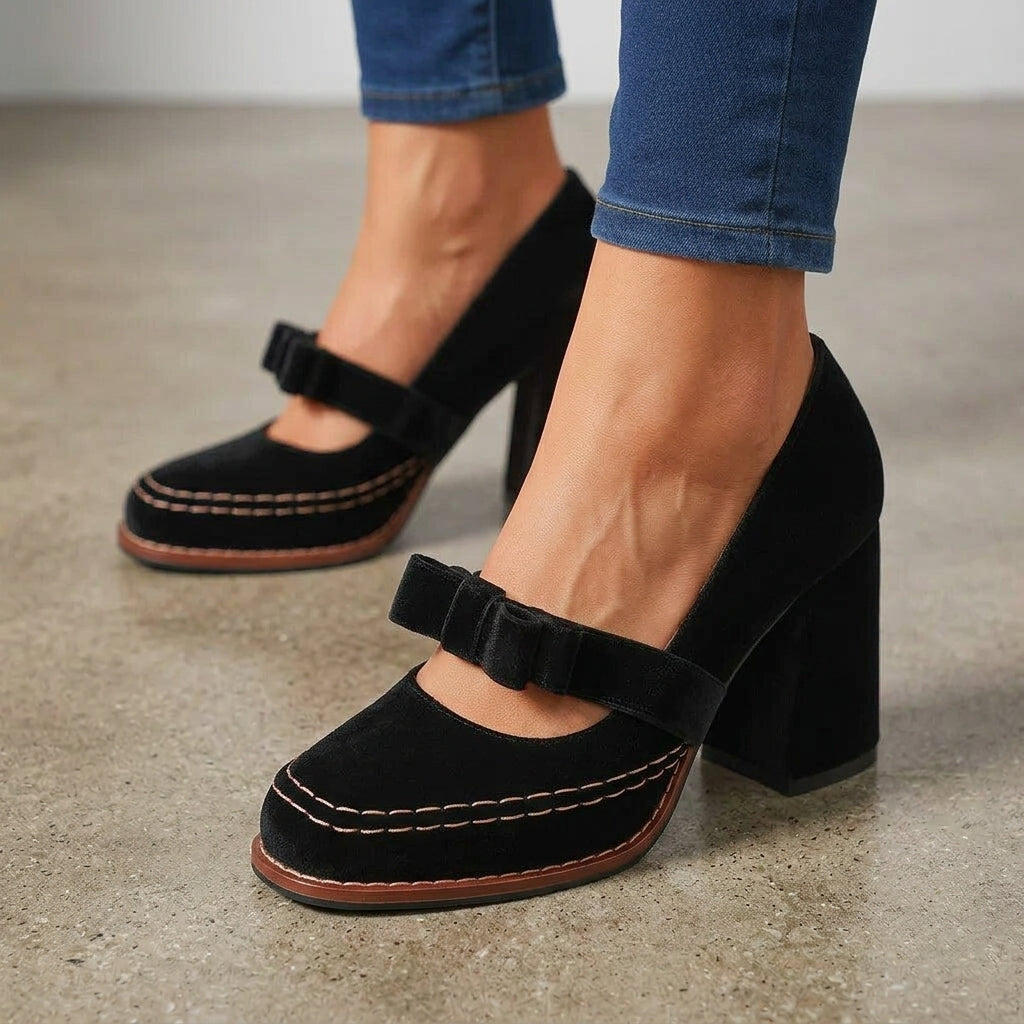 VALENTINA VELVET HEELS - Classic Black