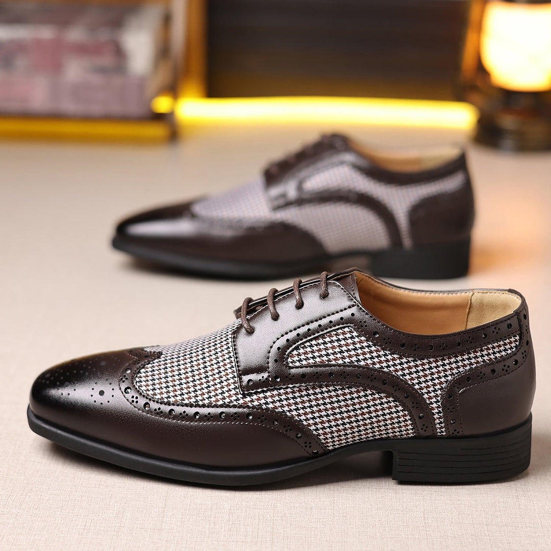 Remington Houndstooth Dress Shoes - dark brown