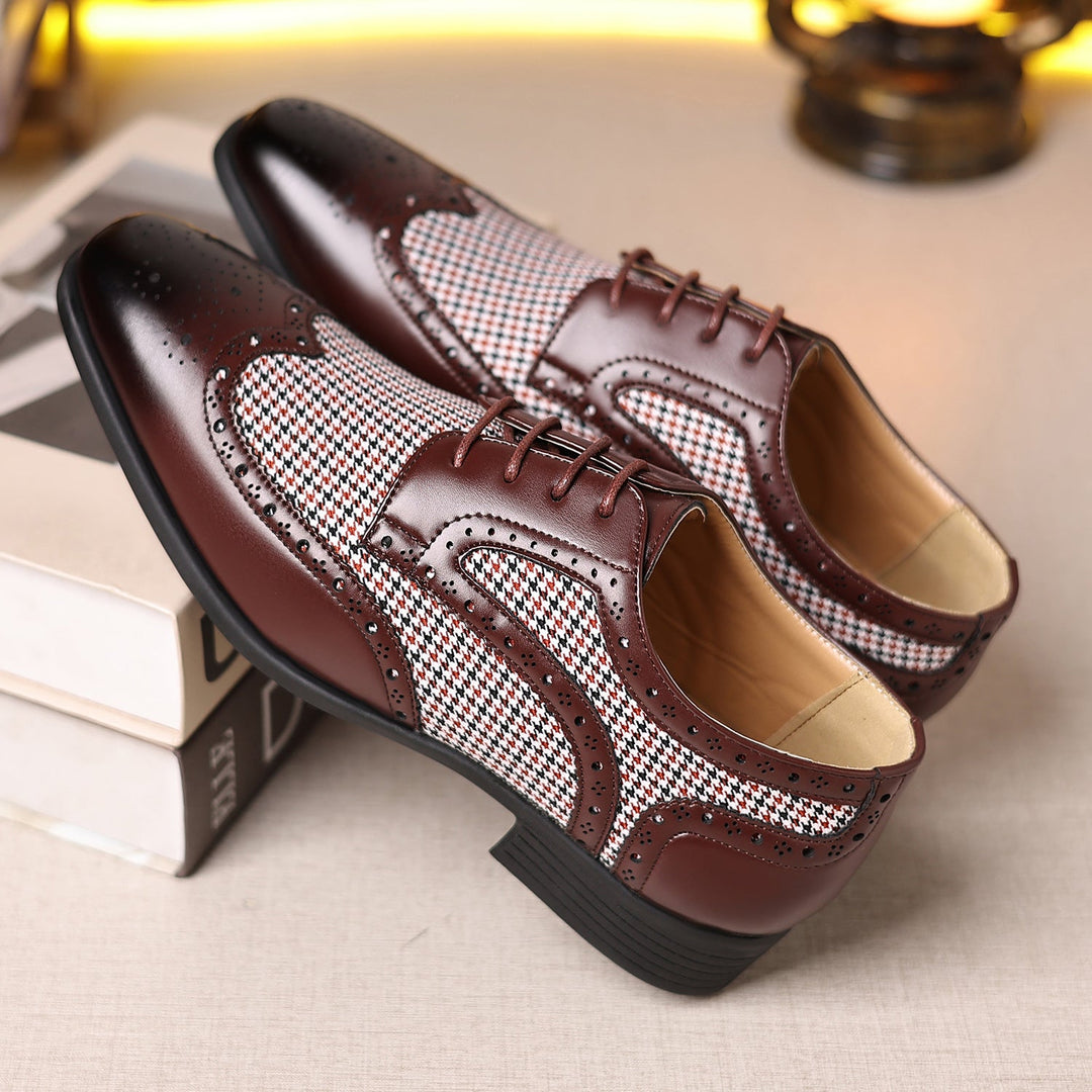 Remington Houndstooth Dress Shoes - dark red