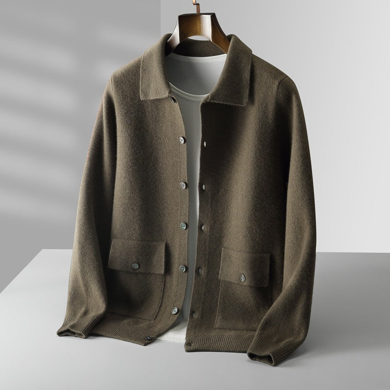 Milton Cashmere Cardigan - olive green