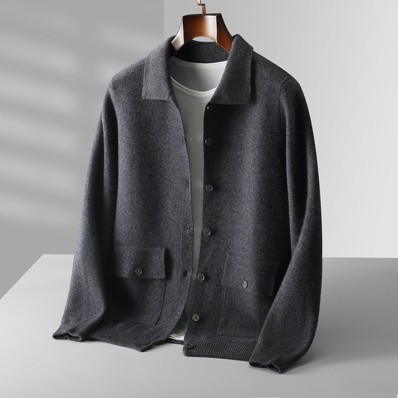 Milton Cashmere Cardigan - dark grey