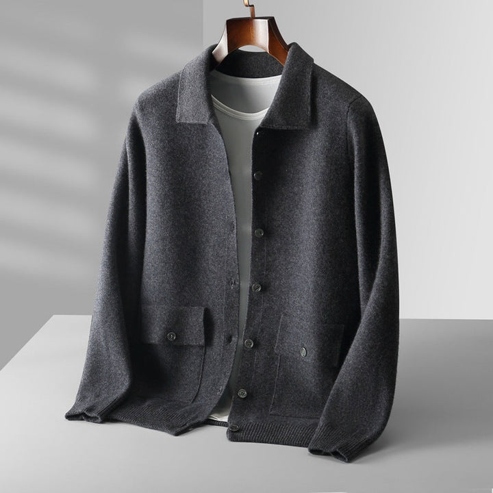 Milton Cashmere Cardigan - dark grey