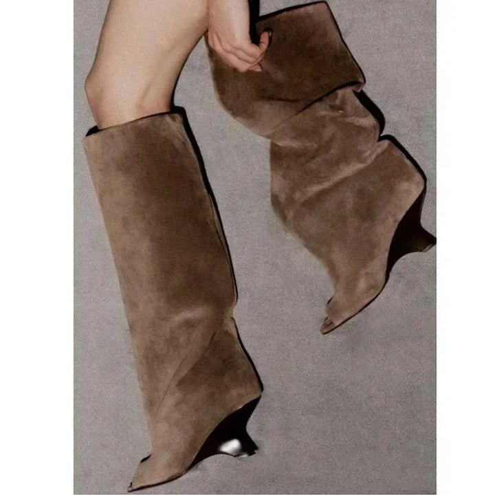 Peep-Toe High Heel Knee Boots