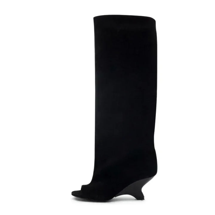 Peep-Toe High Heel Knee Boots
