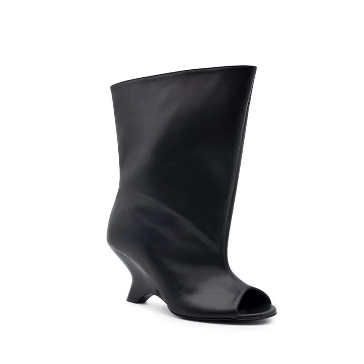 Peep-Toe High Heel Knee Boots