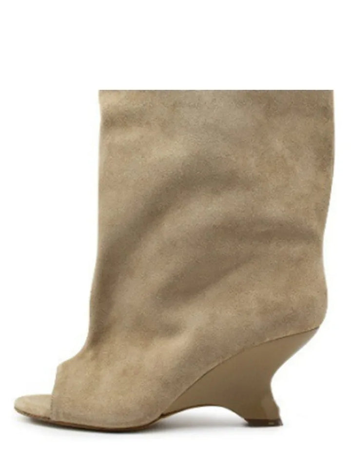 Peep-Toe High Heel Knee Boots