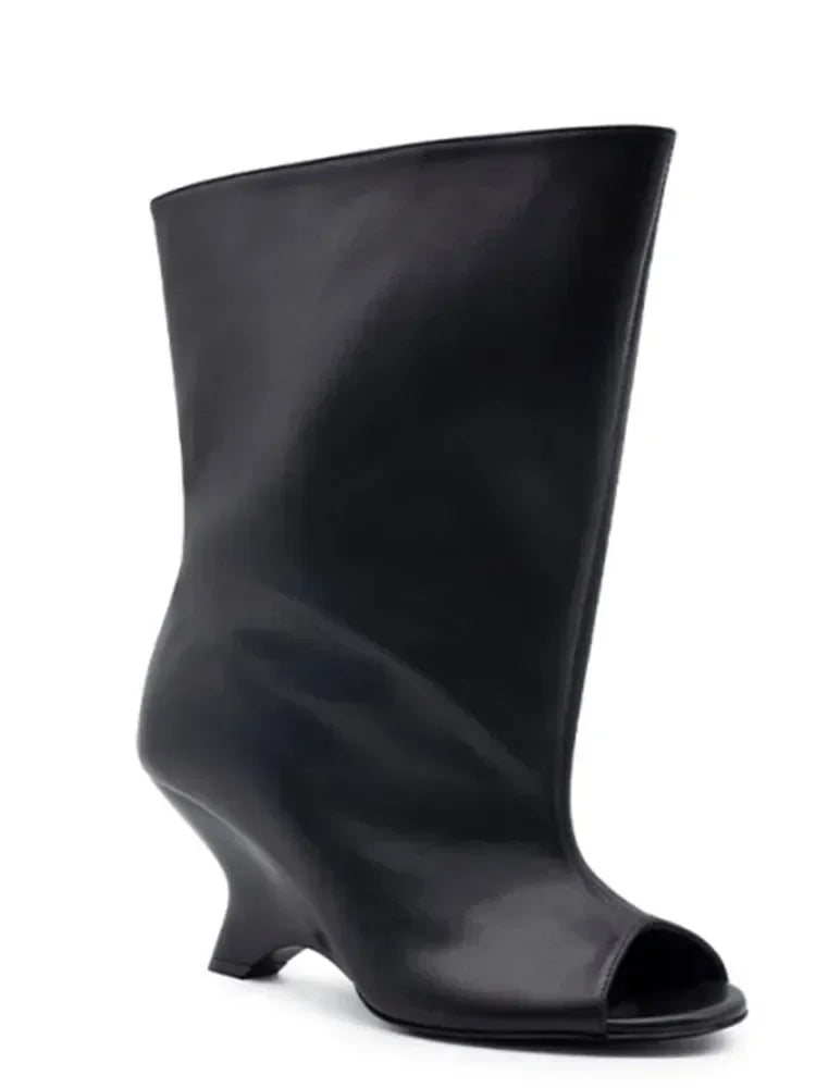 Peep-Toe High Heel Knee Boots