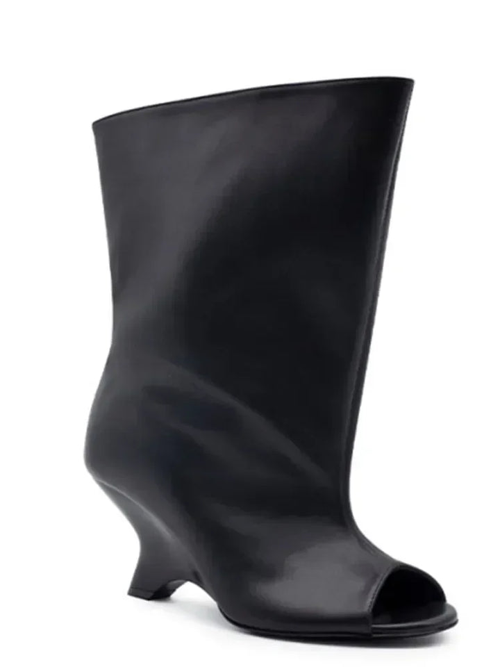 Peep-Toe High Heel Knee Boots