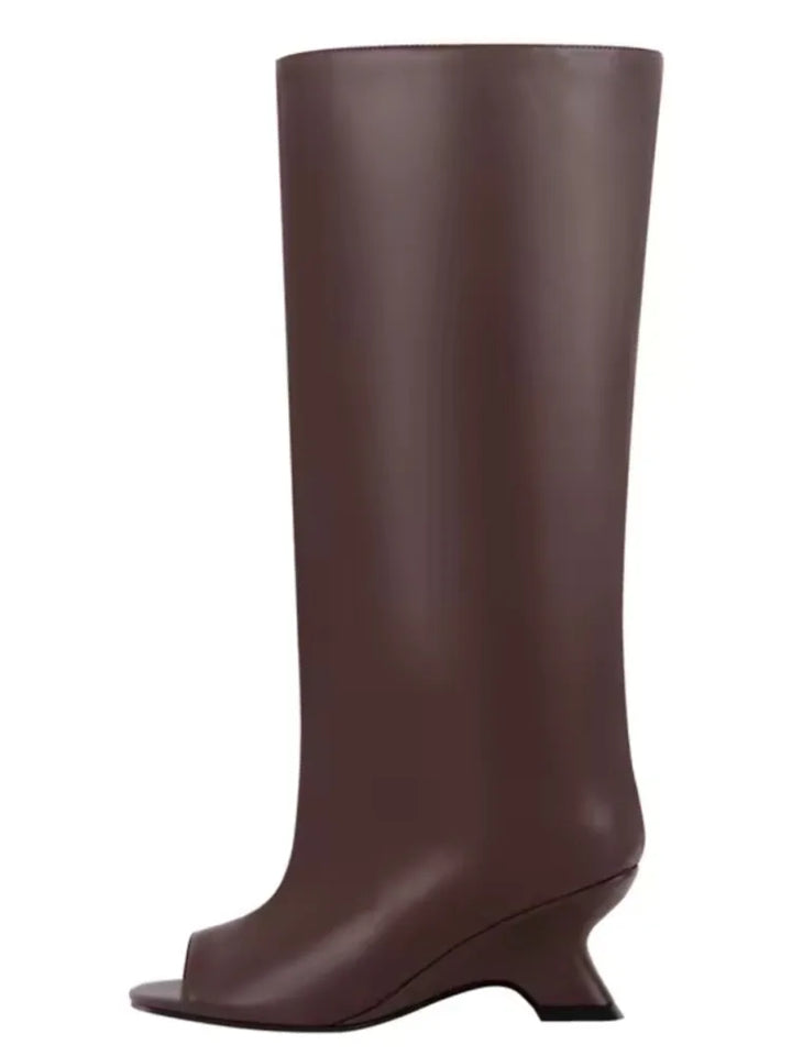 Peep-Toe High Heel Knee Boots