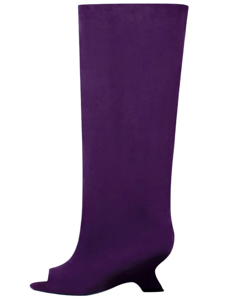 Peep-Toe High Heel Knee Boots