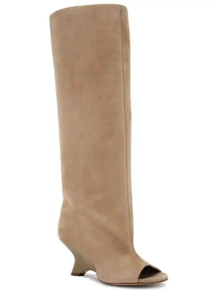 Peep-Toe High Heel Knee Boots