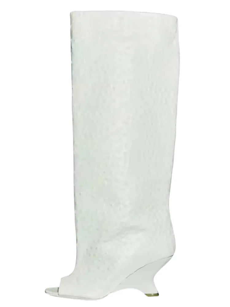 Peep-Toe High Heel Knee Boots