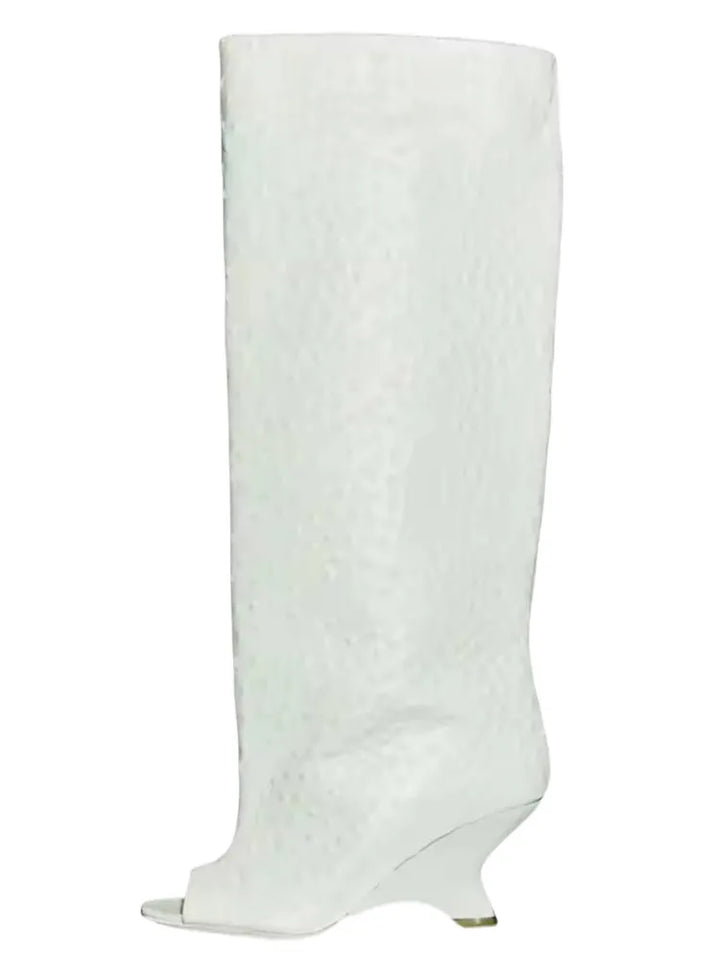 Peep-Toe High Heel Knee Boots