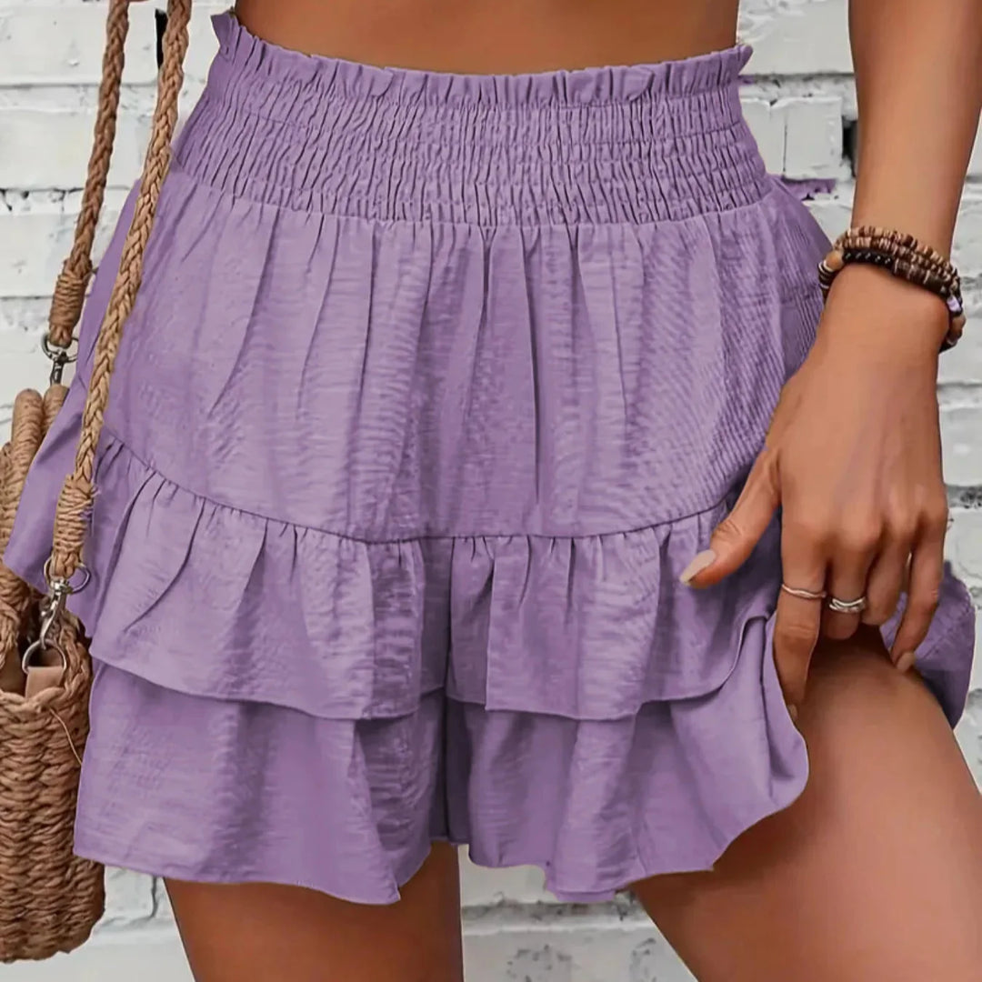 LUNARIA DRAPE RUFFLE SHORTS - lavender