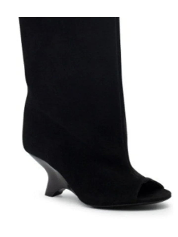 Peep-Toe High Heel Knee Boots