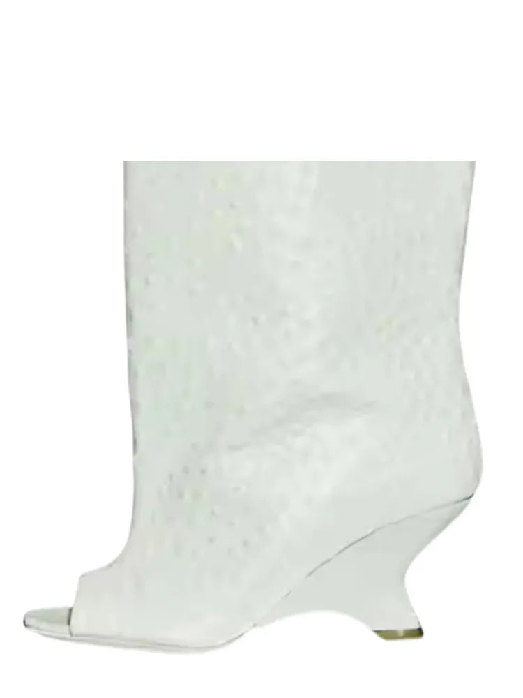 Peep-Toe High Heel Knee Boots