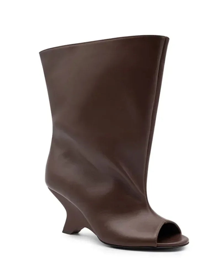 Peep-Toe High Heel Knee Boots