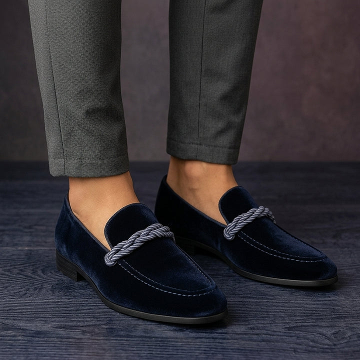 Monte Carlo Velvet Loafers - Dark Blue