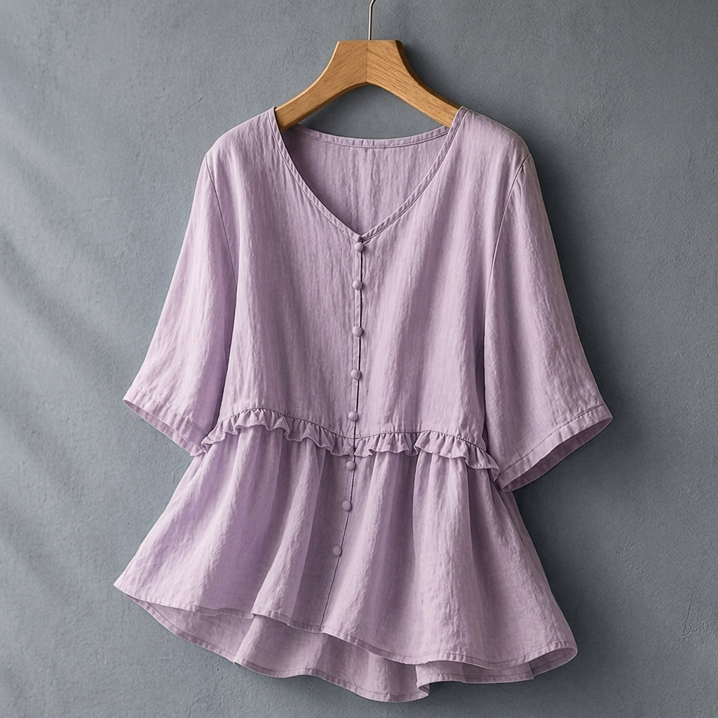 LAINEY JANE LINEN BLOUSE - Petal Blush