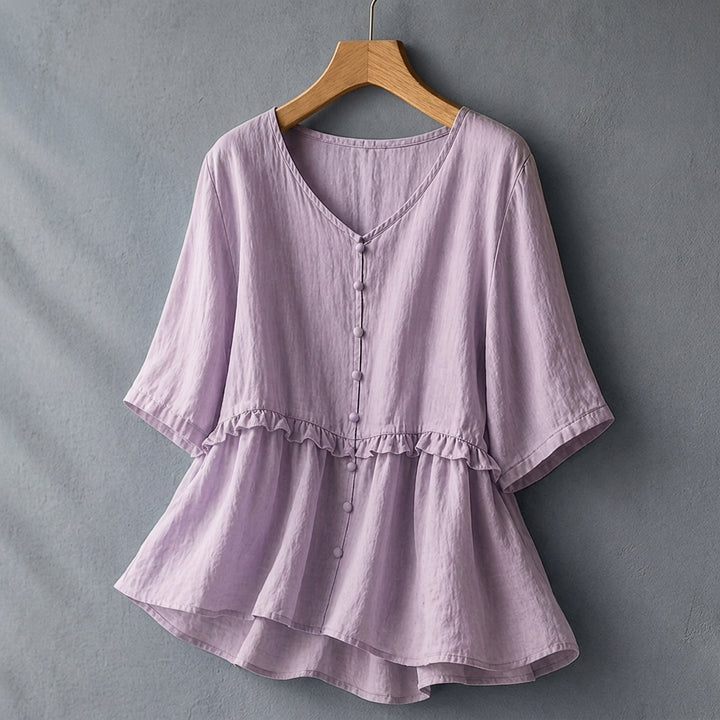 LAINEY JANE LINEN BLOUSE - Petal Blush
