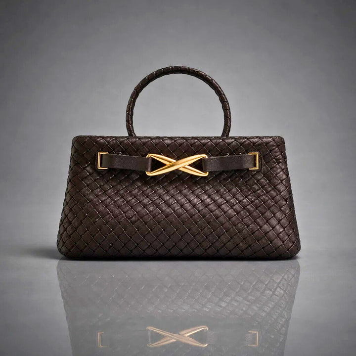 CAMILLE WOVEN SATCHEL - coffee