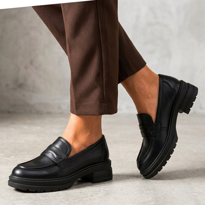 Sorelle Lug Sole Loafers - black