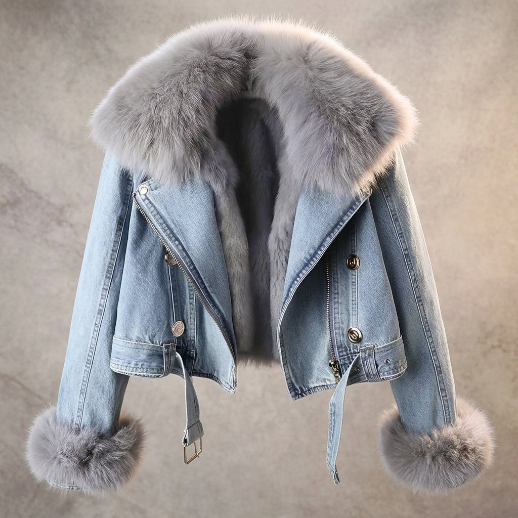 MONROE FUR COLLAR DENIM JACKET