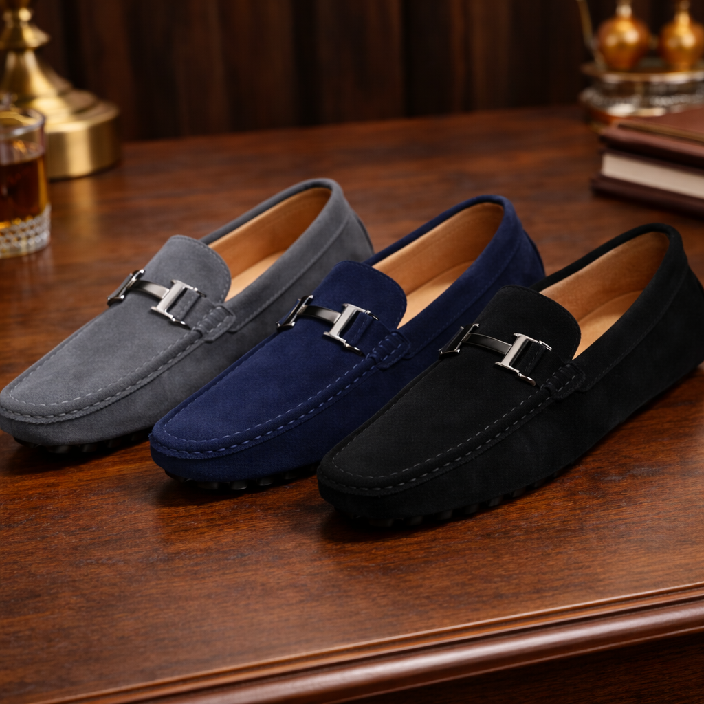 Midnight Suede Metal Loafers