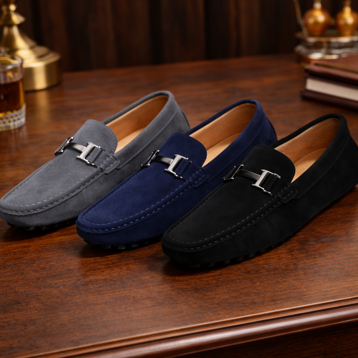 Midnight Suede Metal Loafers