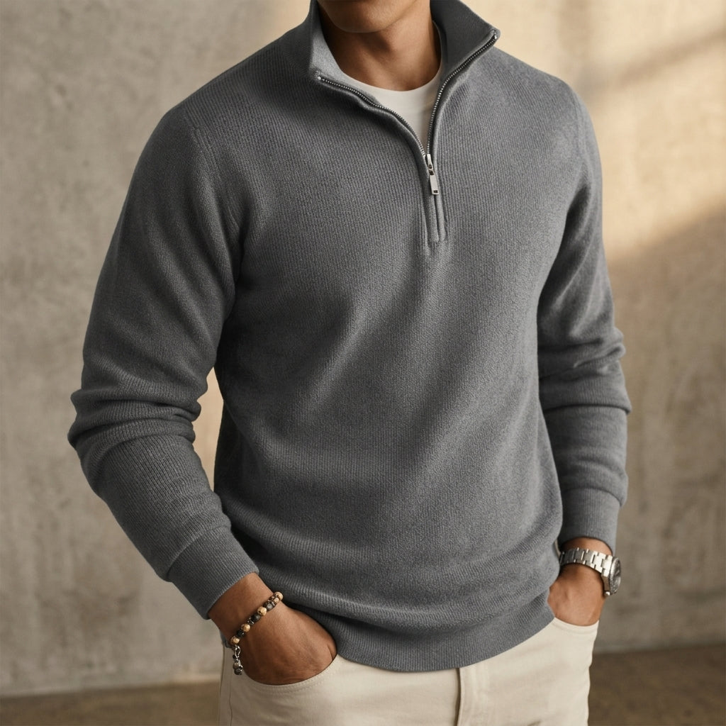 Newport Wool Quarter-Zip - light gray