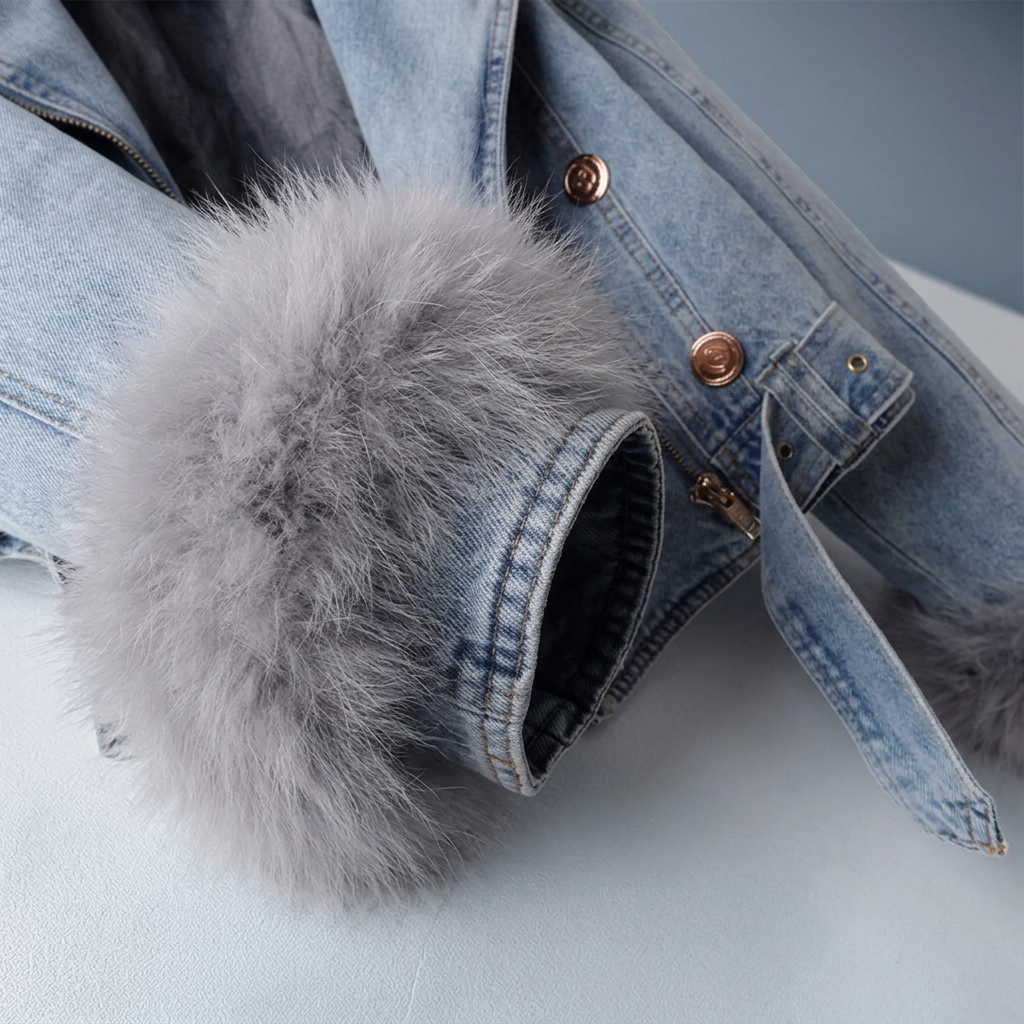 MONROE FUR COLLAR DENIM JACKET