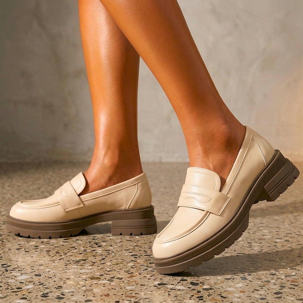 Sorelle Lug Sole Loafers - white