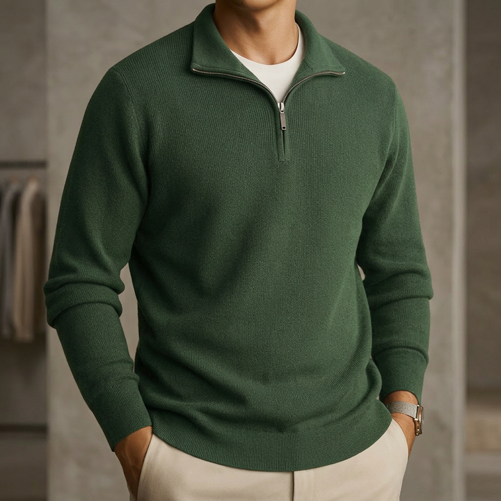 Newport Wool Quarter-Zip - Green