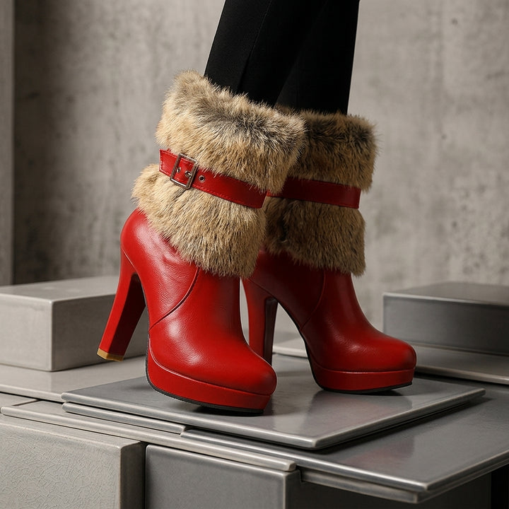 Carmen Faux Fur Boots - Red