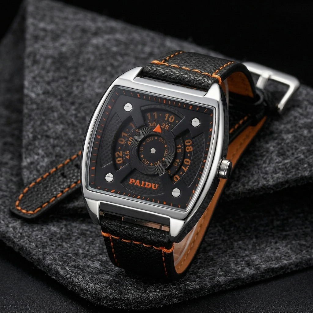 Rovigo Square Watch - Silver and Black