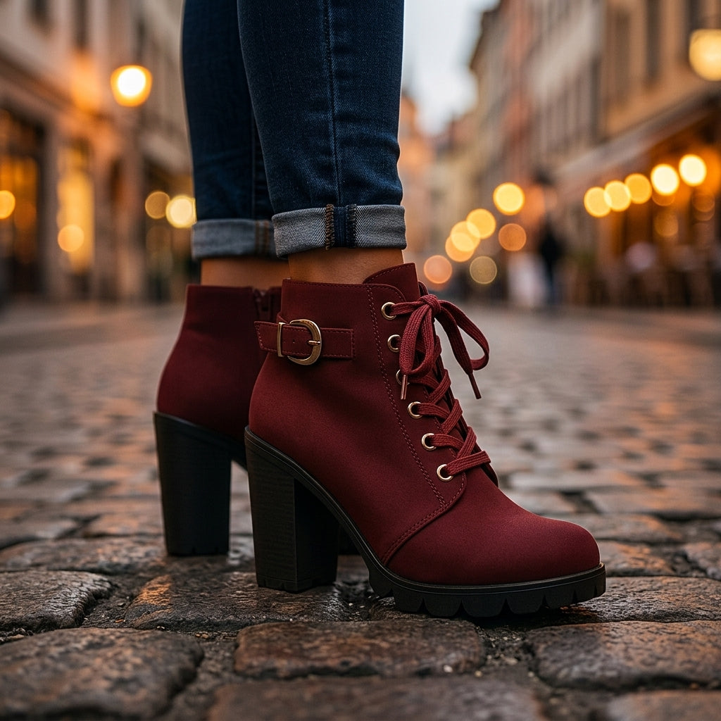 Sienna Hart Heeled Boots - Red