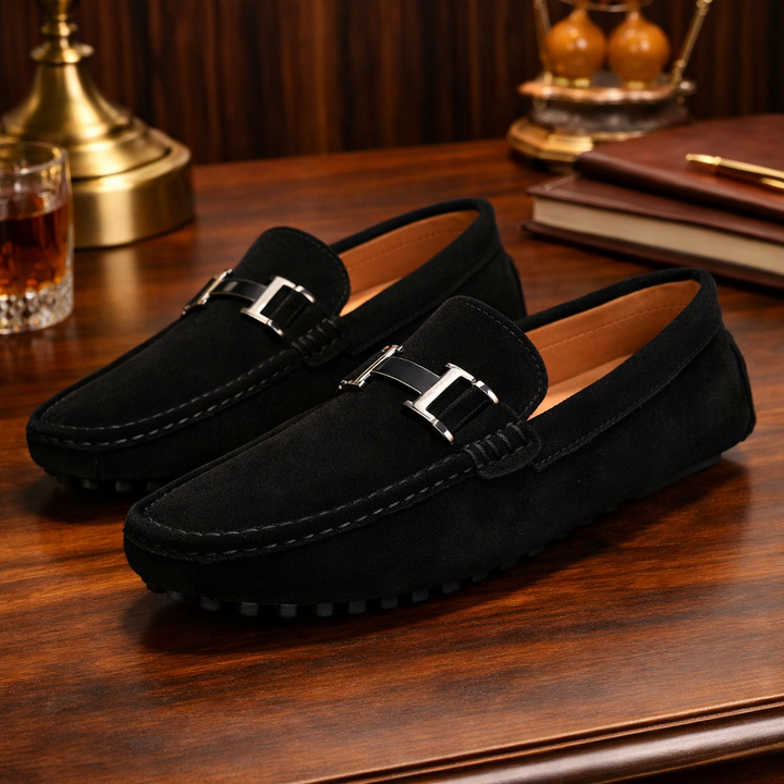 Midnight Suede Metal Loafers