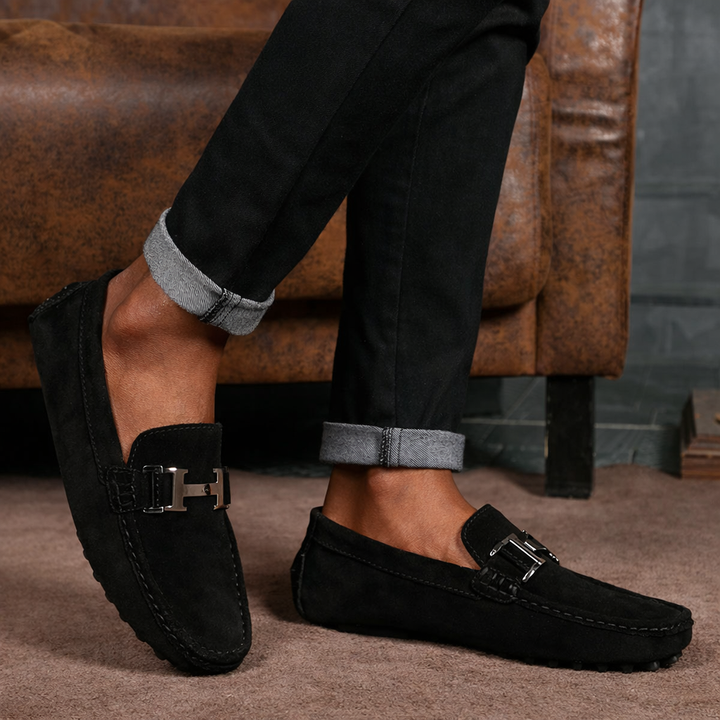 Midnight Suede Metal Loafers