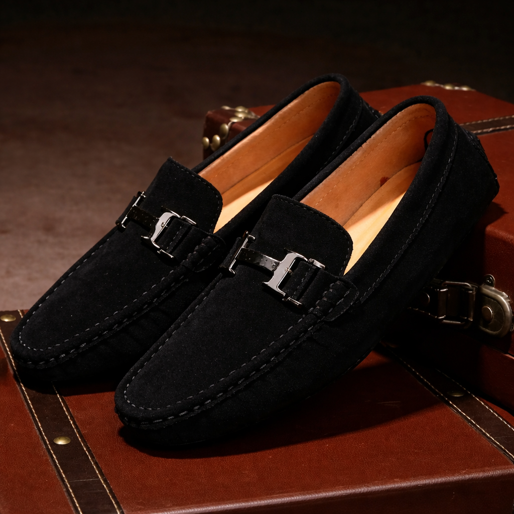 Midnight Suede Metal Loafers