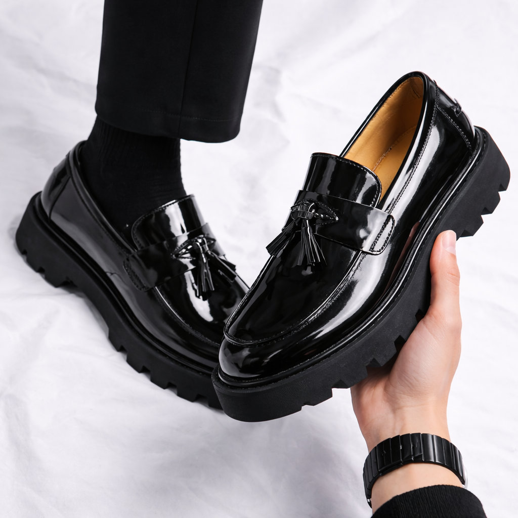 Emerald Tassel Platform Loafers