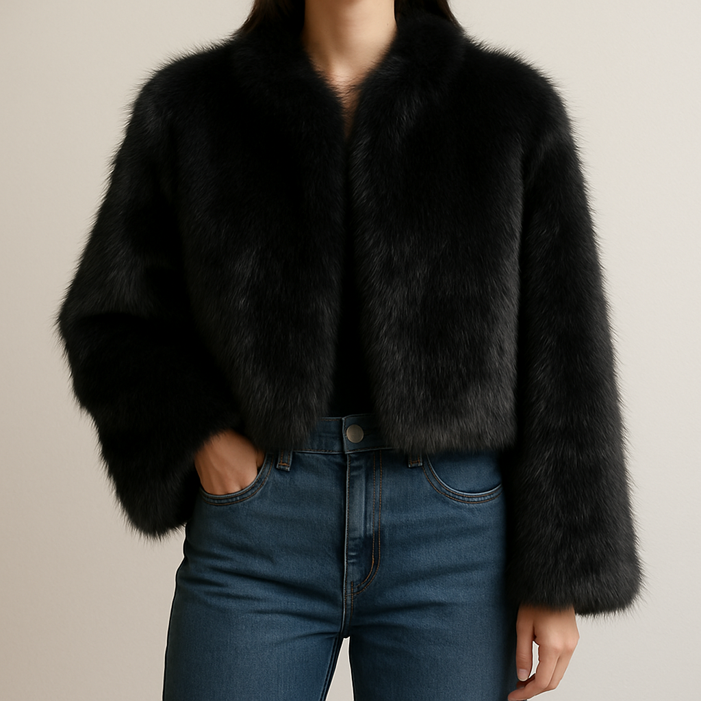 Gradient Cropped Faux Fur Coat