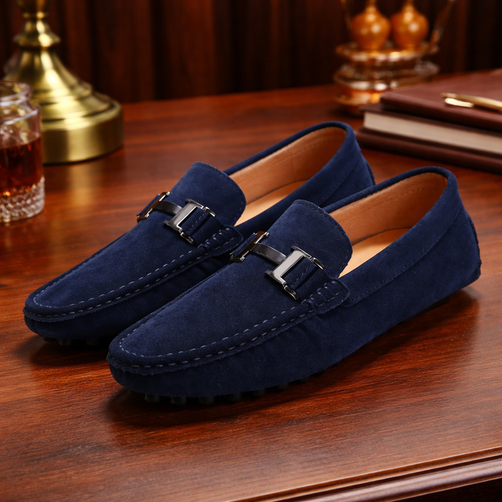 Midnight Suede Metal Loafers