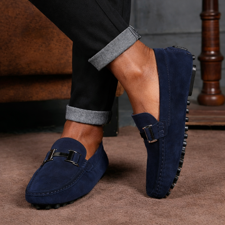 Midnight Suede Metal Loafers