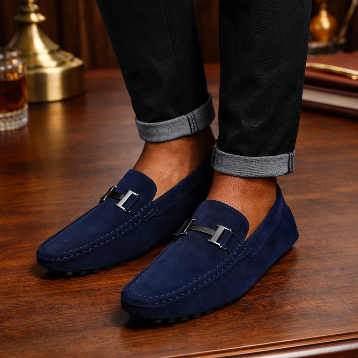 Midnight Suede Metal Loafers