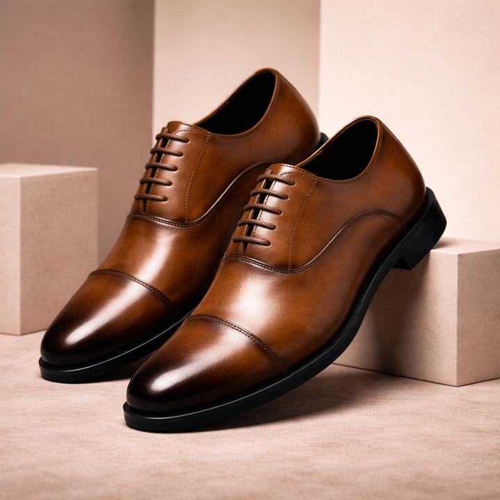 Noir Crest Leather Oxfords