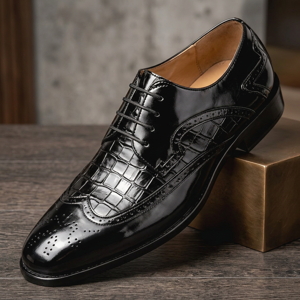 VERCELLI CROC OXFORDS - Black