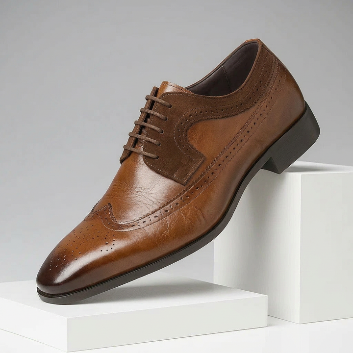 MARCO SANTINO LEATHER LOAFERS - cigar brown