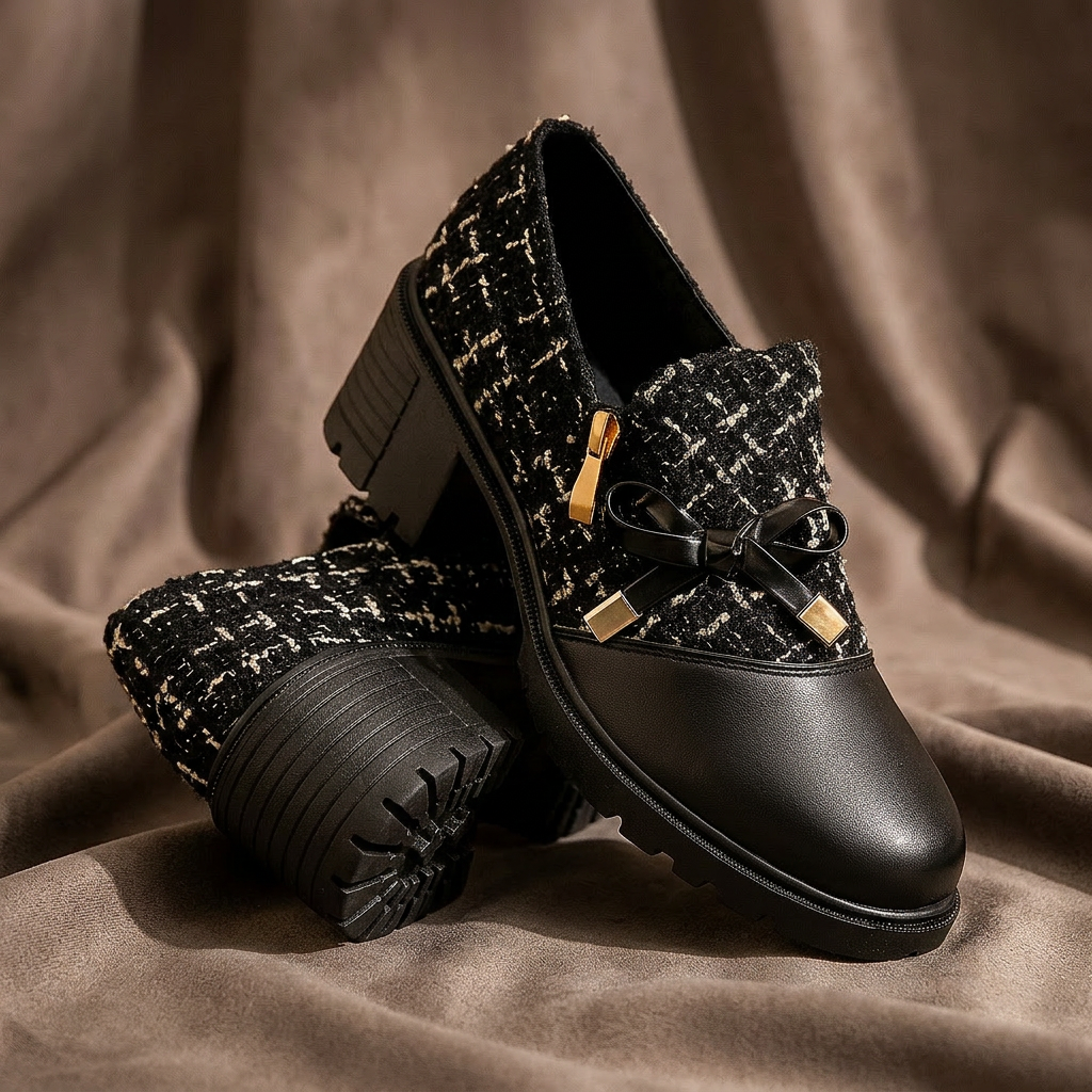 Chantel Tweed Loafers - Midnight Black